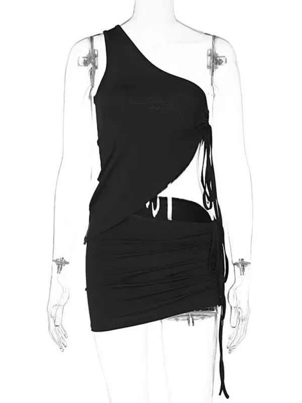 Trendy Women Casual Ruched Two-Piece Skirt Set