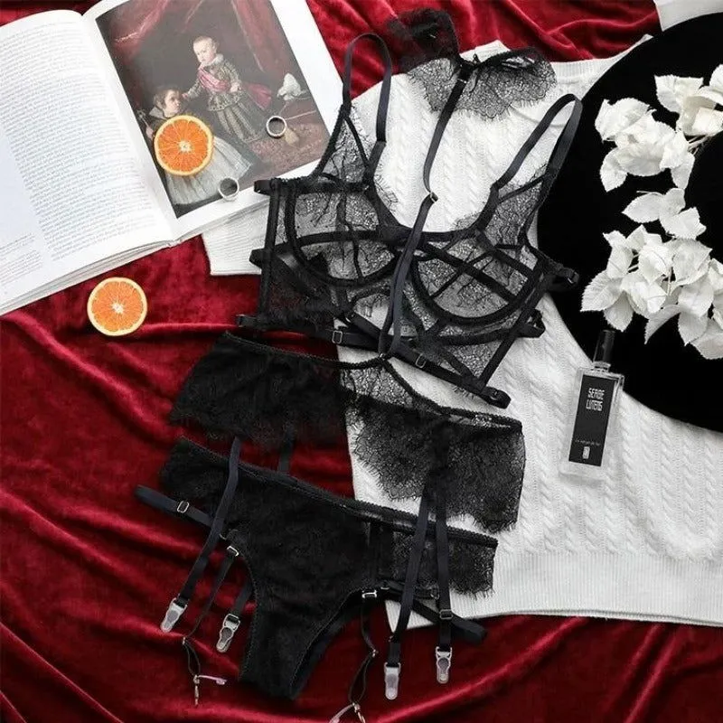 Women Lace Strap Bondage Black Temptation BDSM Lingerie