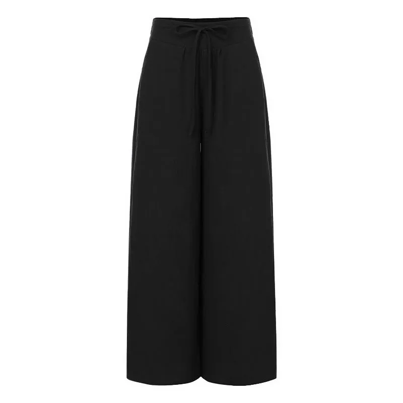 Women's Cotton Trousers Wide Leg Pants High Waist Casual Pants