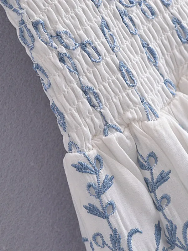 Women's Porcelain Embroidered Mini Dress
