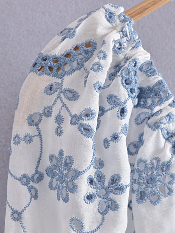 Women's Porcelain Embroidered Mini Dress