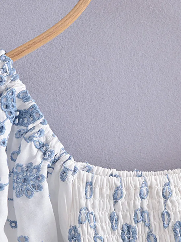 Women's Porcelain Embroidered Mini Dress