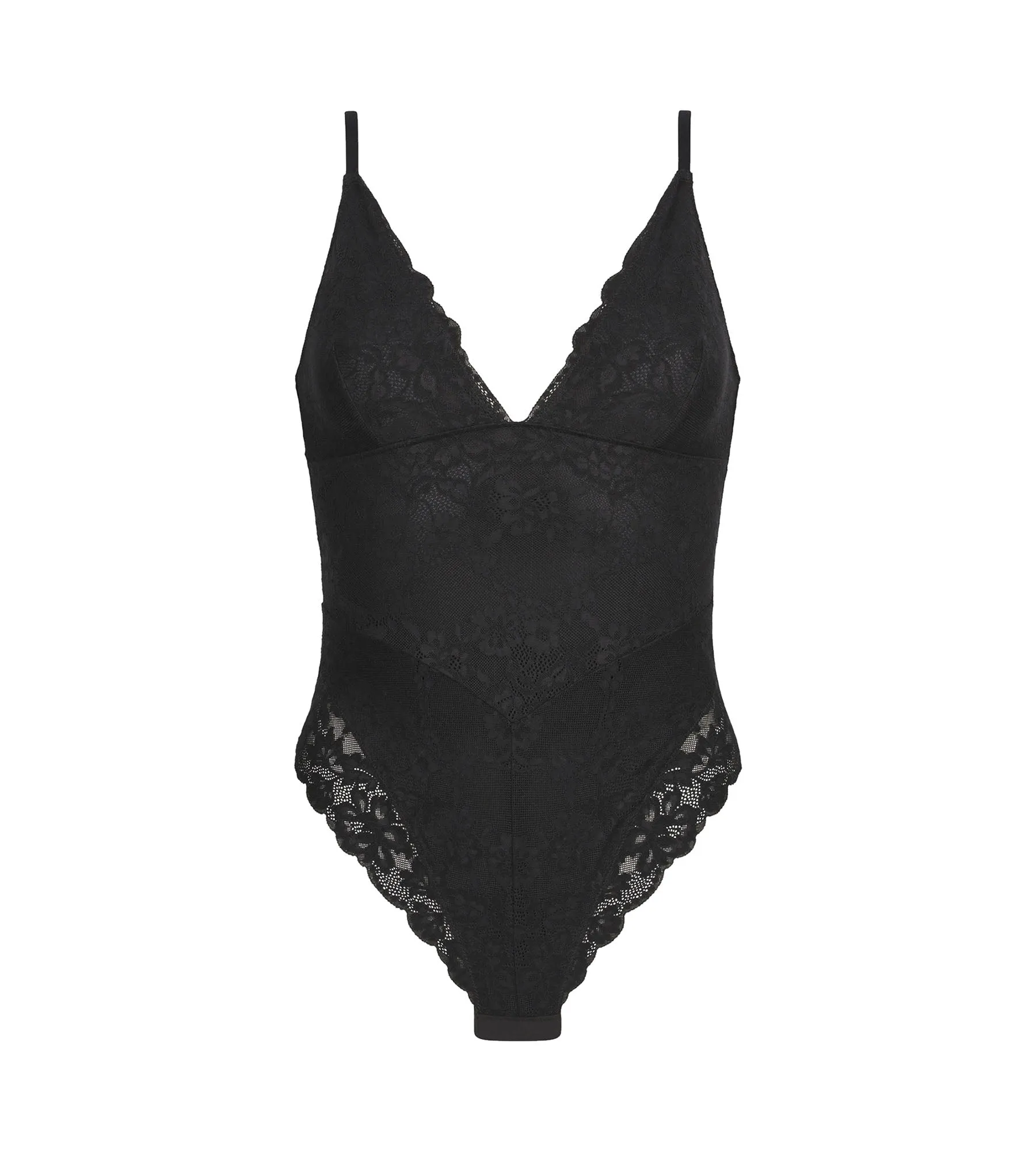 Women's Sculpting Effect Lace and Microfibre String Bodysuit in Black  Dim Silhouette Elegance
